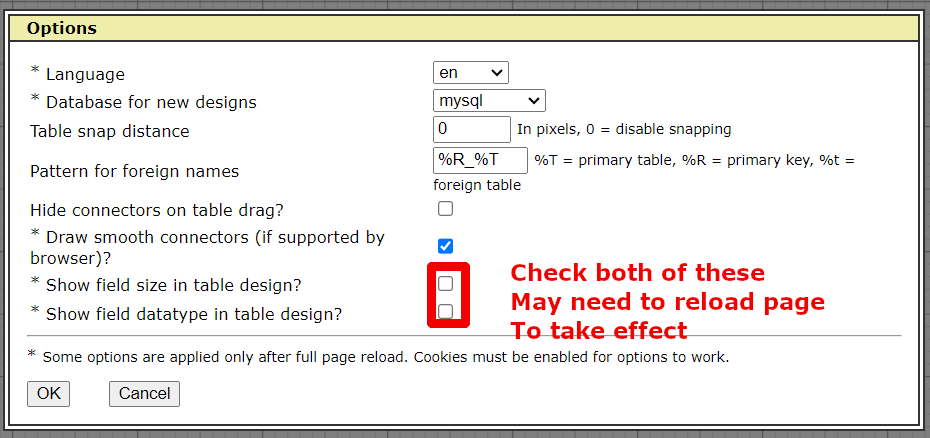 Choose both options that show the data type and size