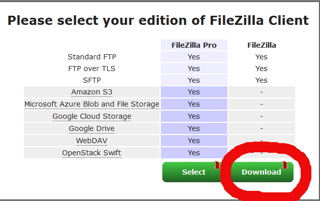 Filezilla choose client version