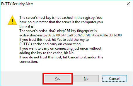 First time you do this, you need to choose YES to accept the Key in the Security Alert