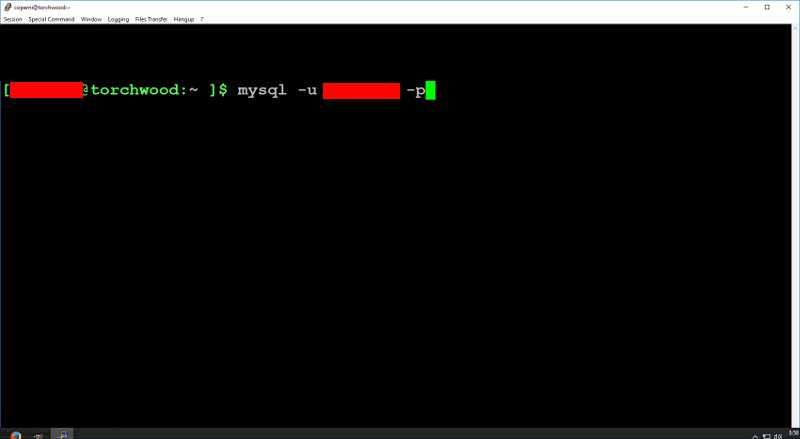 At the command prompt, now log in to mysql