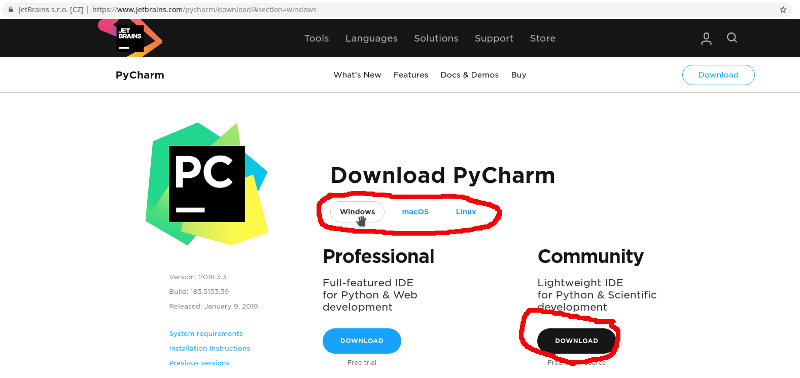 Pycharm Community Download Screen