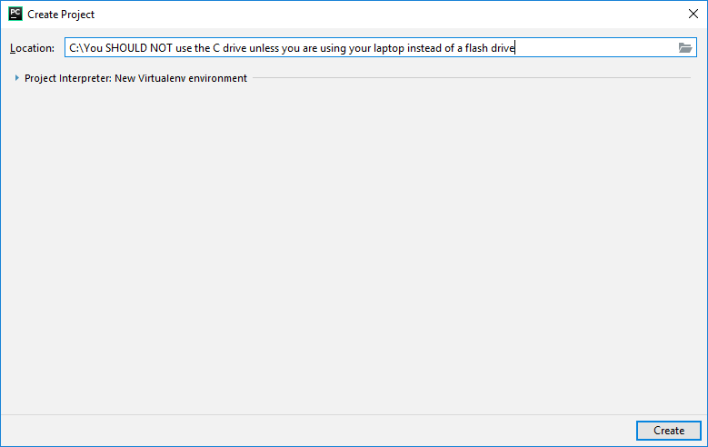 Be careful where you create your project