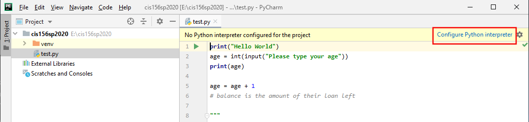 PyCharm Project Interpreter Window